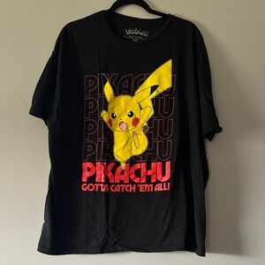 Pokemon Black Tee with Yellow Pikachu Graphic